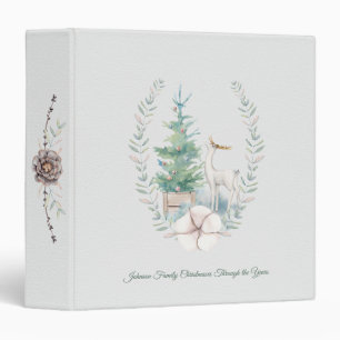 Christmas Deer and Tree Watercolor  3 Ring Binder