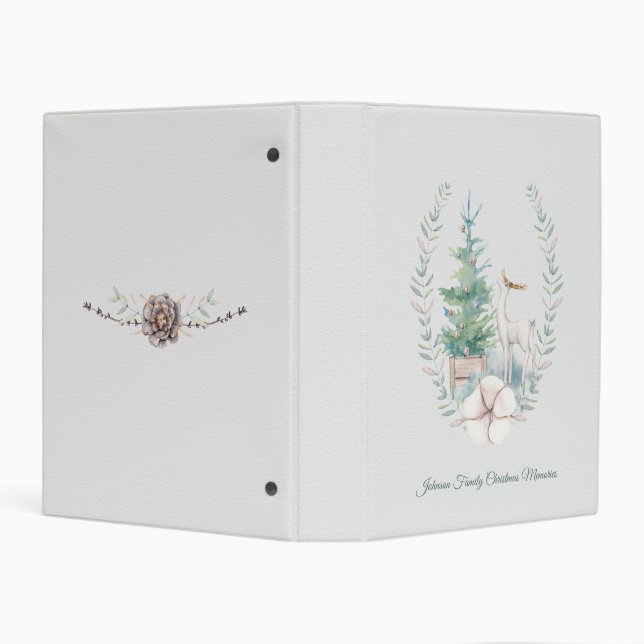 Christmas Deer and Tree Watercolor Mini Binder (Background)