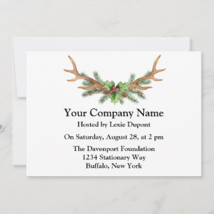 Christmas Deer Antler Company Party Invitation
