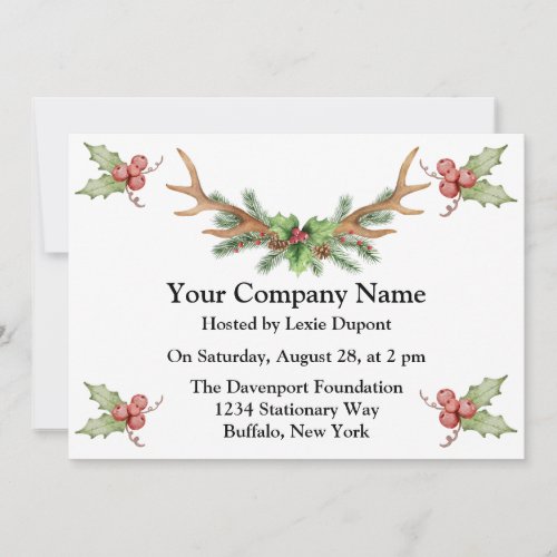 Christmas Deer Antler Company Party Invitation