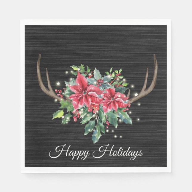 Christmas Deer Antler with Lights Napkins (Front)