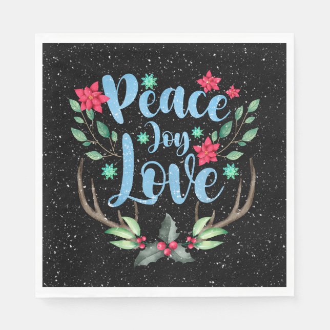 Christmas Deer Antlers in Snowflakes Napkins (Front)