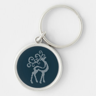 Christmas deer antlers nordic cross stich keychain