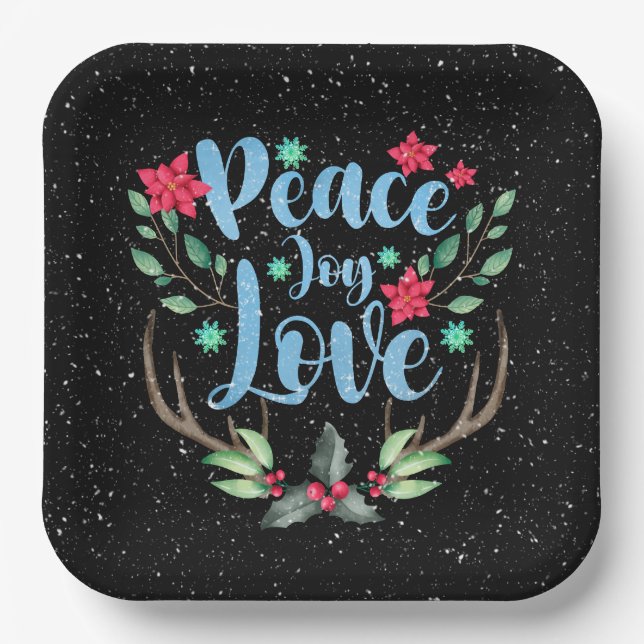 Christmas Deer Antlers with Holly Paper Plates (Front)