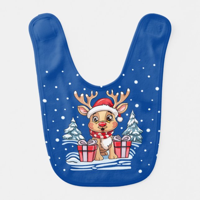 "Christmas Deer". Baby Bib (Front)