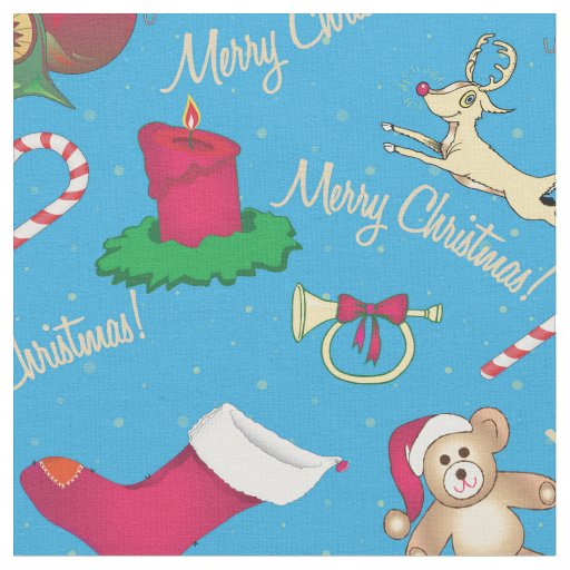 Christmas deer,bear and  candle fabric