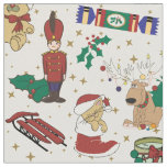 Christmas deer,bear,cat and Nutcracker Fabric