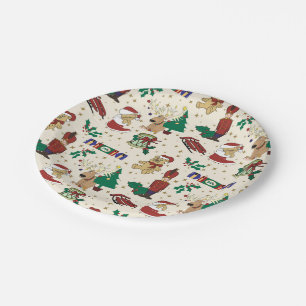 Christmas deer,bear,cat and Nutcracker Paper Plates