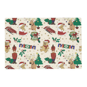 Christmas deer,bear,cat and Nutcracker Placemat