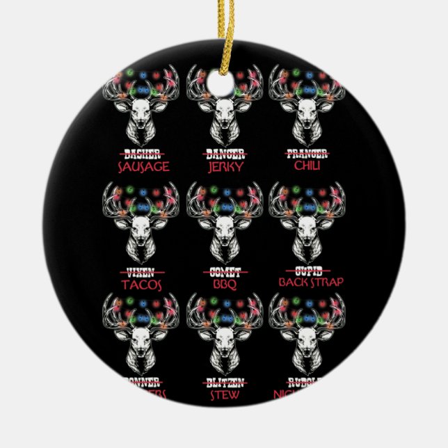 Christmas Deer Bow Hunting Santa Men Women Hunter Ceramic Ornament (Front)