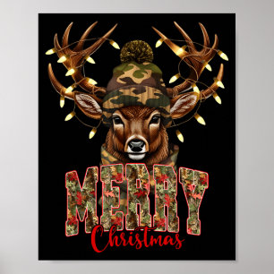 Christmas Deer Camouflage Hunting Camo Reindeer &a Poster