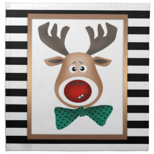 Christmas deer card striped black white celebrate cloth napkin