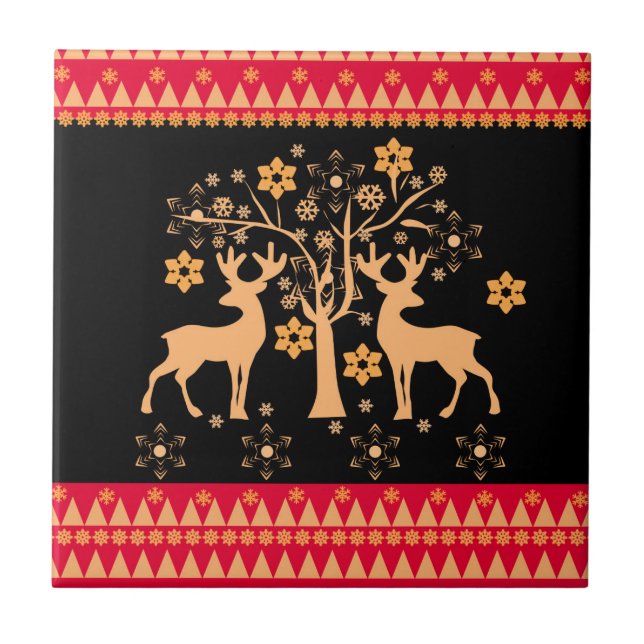 Christmas deer ceramic tile (Front)