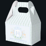 Christmas Deer Crest | Monogram Favor Boxes<br><div class="desc">The elegant watercolor monogram crest gives this favor box a beautiful and timeless look.   There is a floral holiday stripe patterned background

Colors include sage green and blue.

If you have any questions or need help customizing this box,  please reach out. I'm happy to help.</div>
