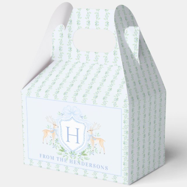 Christmas Deer Crest | Monogram Favor Boxes (Front)