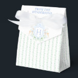 Christmas Deer Crest | Monogram Favor Boxes<br><div class="desc">The elegant watercolor monogram crest gives this favor box a beautiful and timeless look. There is a floral holiday stripe pattern on the lower half of the box. Colors include sage green and blue. If you have any questions or need help customizing this tag, please reach out. I'm happy to...</div>