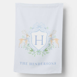 Christmas Deer Crest Monogram House Flag