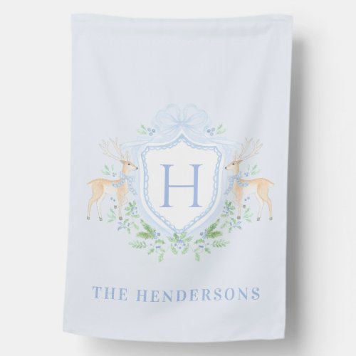 Christmas Deer Crest  Monogram House Flag