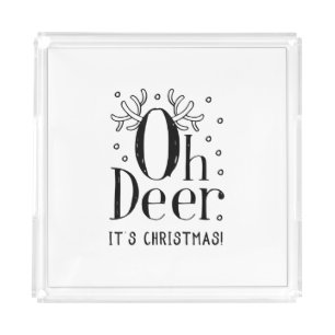 Christmas deer funny illustration acrylic tray