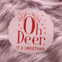 Christmas deer funny illustration round pillow