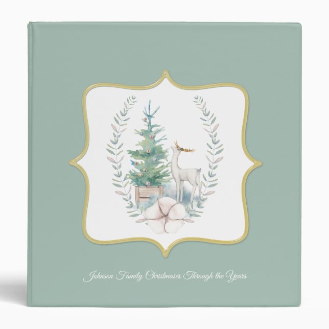 Christmas Deer Green 3 Ring Binder (Front)