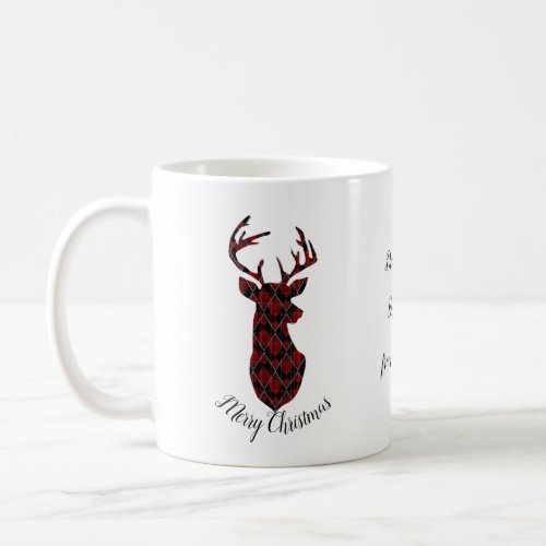 Christmas deer head checkered red and black coffee mug