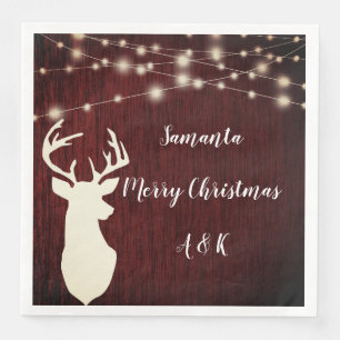 Christmas, deer head, Christmas garland Paper Dinner Napkins