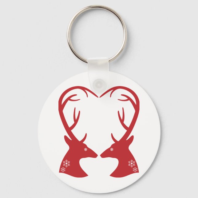 Christmas deer head heart keychain (Front)