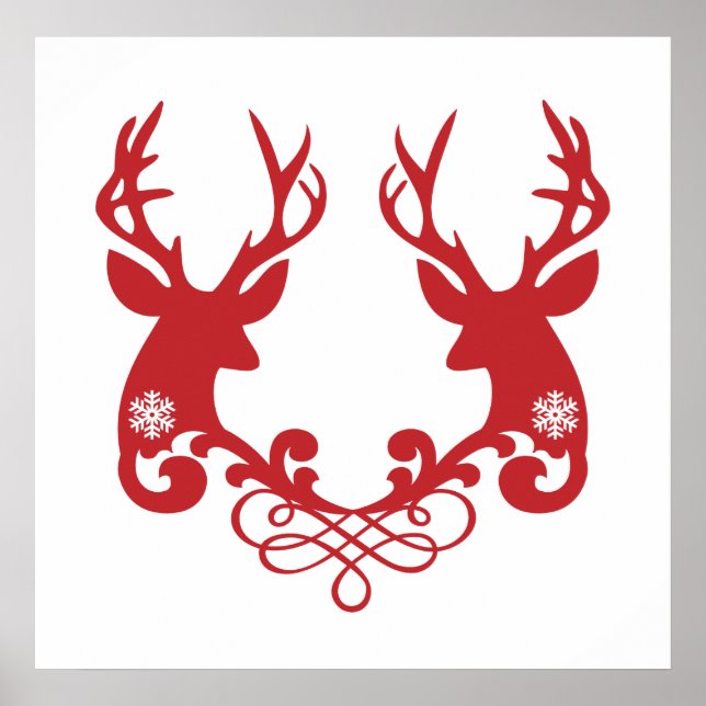 Christmas deer heads with ornaments poster (Front)