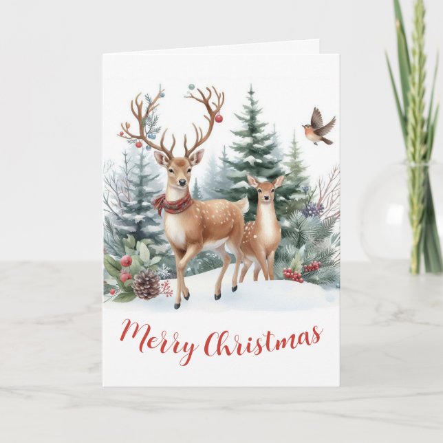 Christmas Deer Holiday Card (Front)