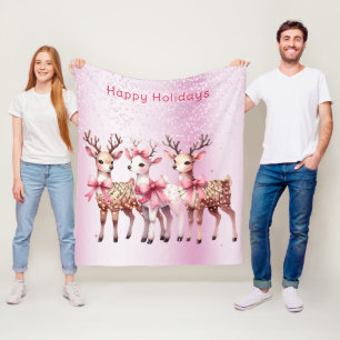 Christmas Deer Holiday Fleece Blanket