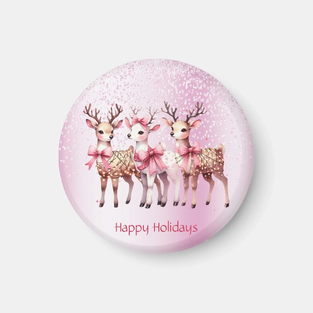 Christmas Deer Holiday Magnet (Front)