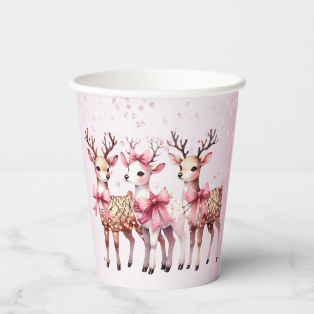 Christmas Deer Holiday Paper Cups (Back)