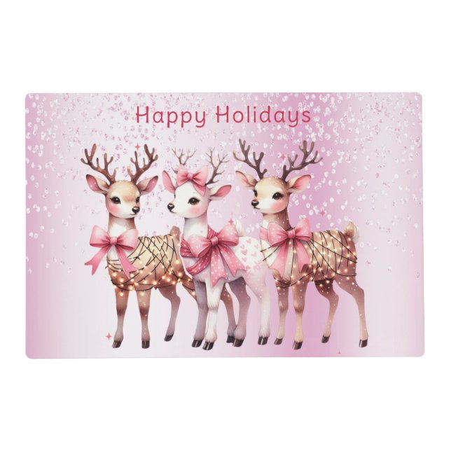 Christmas Deer Holiday Paper Placemat (Front)