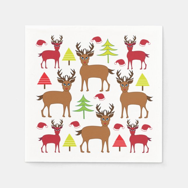 Christmas Deer Holiday Party Christmas Napkins (Front)