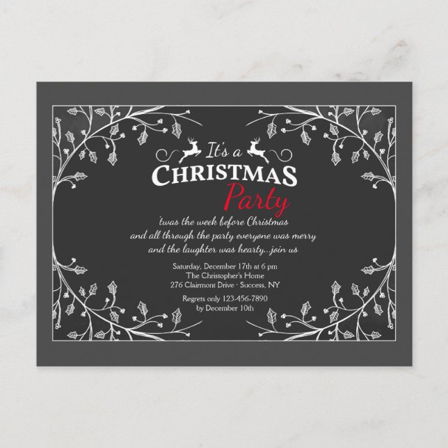Christmas Deer Holiday Post Card Invitation (Front)