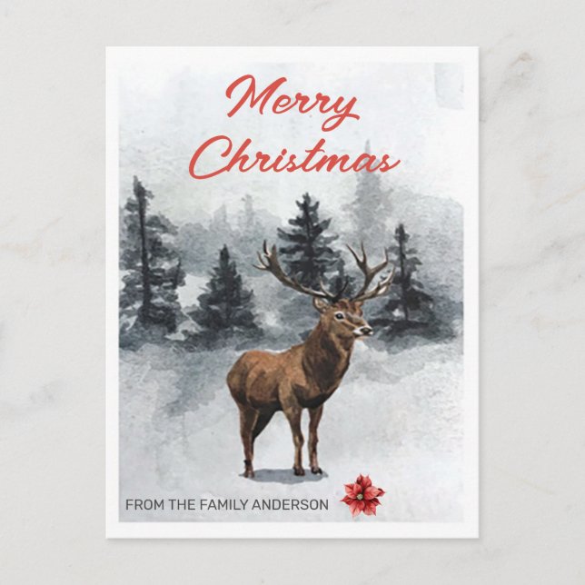 Christmas Deer Holiday Postcard (Front)