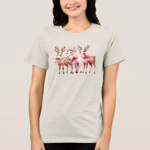 Christmas Deer Holiday Women's T-Shirt Tri-Blend Shirt