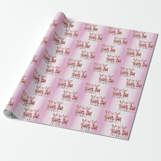 Christmas Deer Holiday Wrapping Paper (Unrolled)