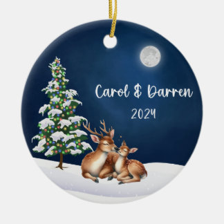 Christmas Deer in Love Ornament