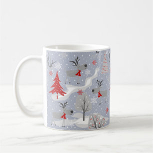 Christmas deer in the forest. coffee mug