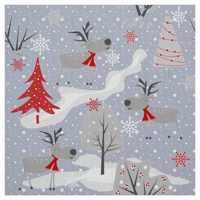 Christmas deer in the forest. fabric (Swatch)