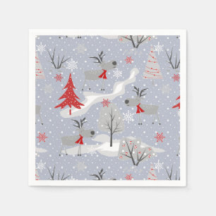 Christmas deer in the forest. napkins