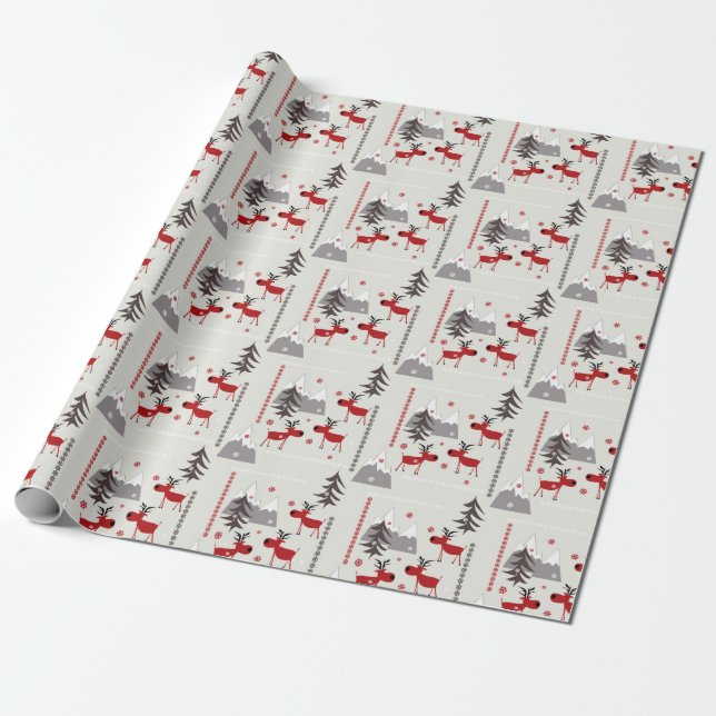 Christmas deer in the forest wrapping paper (Unrolled)