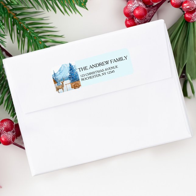 Christmas Deer & Landscape Address Label (Creator Uploaded)