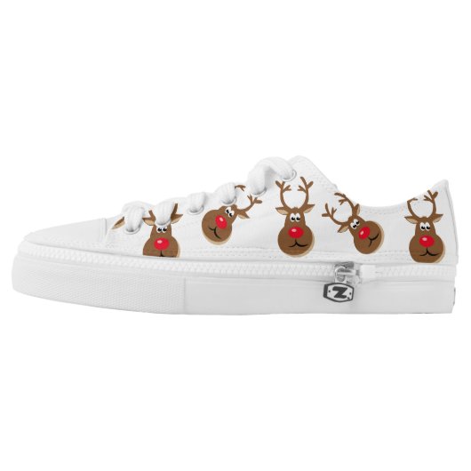 Christmas Deer Low-Top Sneakers (Left Shoe Outside)