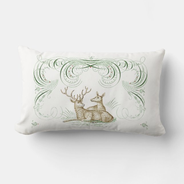Christmas Deer Lumbar Pillow (Front)