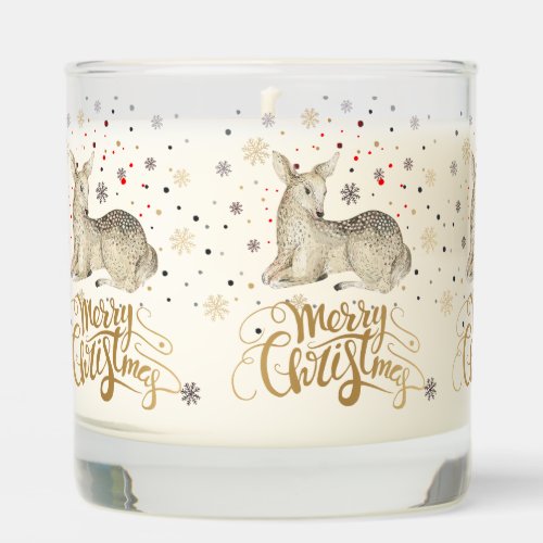 Christmas Deer  Merry Christmas Typography Scented Candle