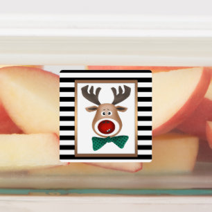 Christmas deer moose card striped black white cele kids' labels
