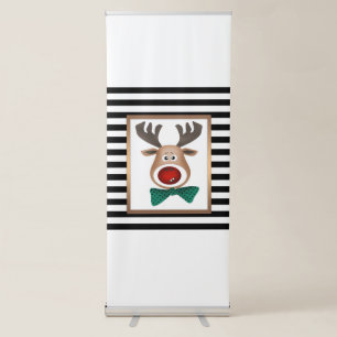 Christmas deer moose card striped black white cele retractable banner